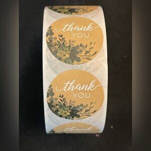 Thank You Sticker Labels 500 labels on roll. 1” Round NWT Craft & Green